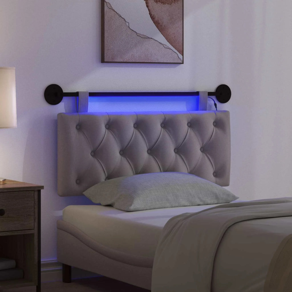 Testiera sospesa Con luce LED Tortora Tessuto