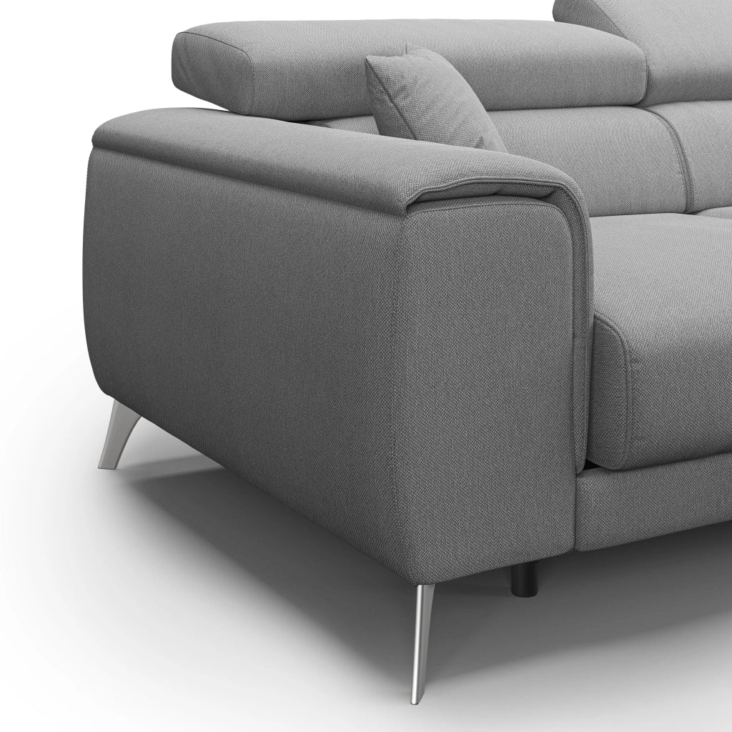 Fusion Divano angolare con sedute scorrevoli in tessuto morbido smacchiabile T05 260 cm Sinistro grigio