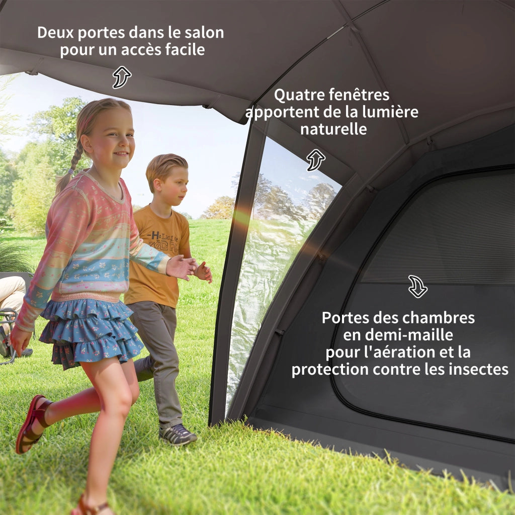 Tenda da campeggio familiare 4-6 persone ¨C zephmum ¨C Impermeabile 3000 mm 2 porte, trasportabile, nero