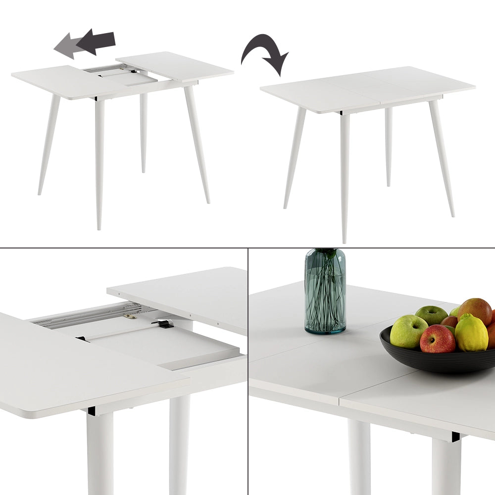 Vicco Tavolo da pranzo Bianco 80 x 70 cm Estensibile