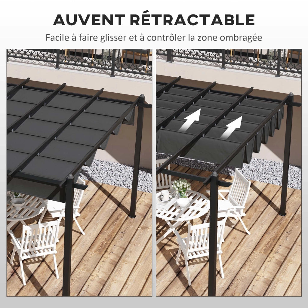 Pergola retrattile per terrazza ¨C zephmum ¨C 3.5x6 m in alluminio e poliestere grigio scuro