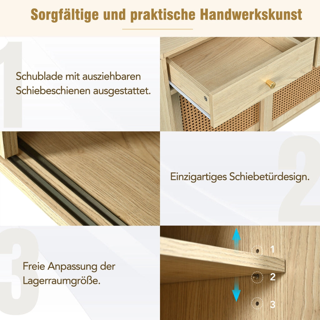 CREDENZA 120x40x78 cm Rovere MDF con 3 cassetti e 3 ante