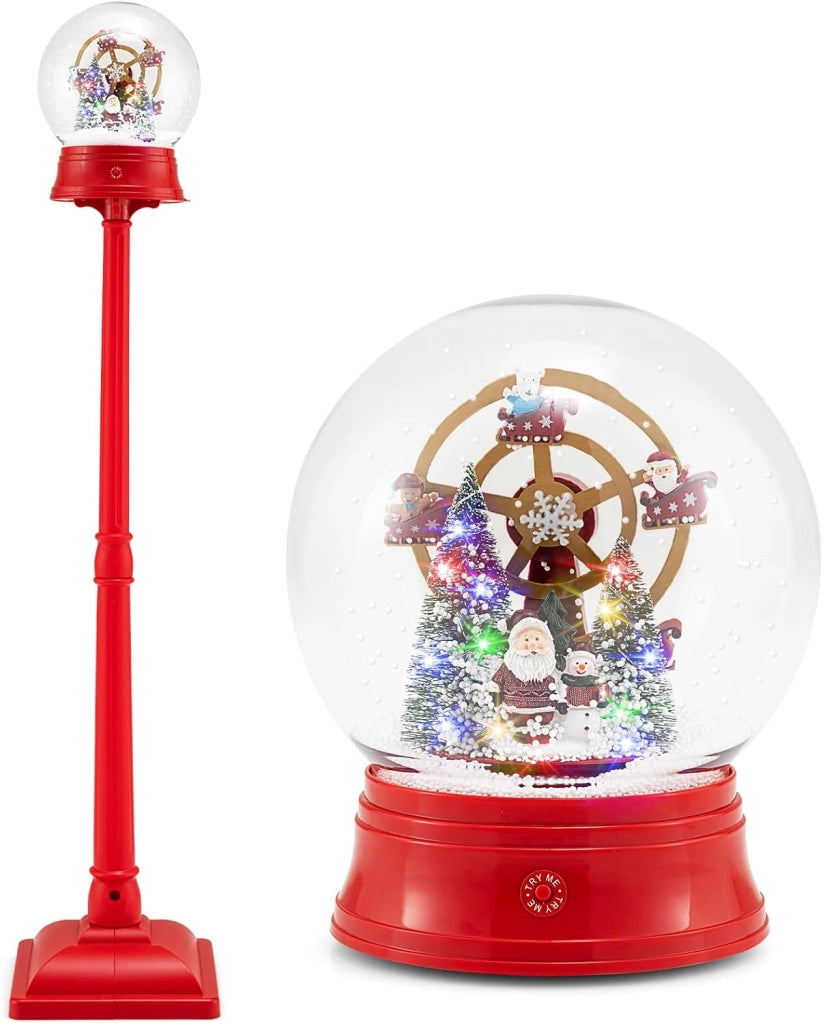 150 CM Lampione Natalizio Musicale, Lampada Festiva con Lanterna a Globo di Neve Attivata dal Suono, Albero di Natale, Babbo Natale, Soldato e Scatole Regalo (Modello 4)