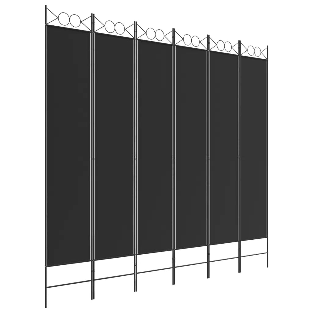 Divisorio a 6 Pannelli Nero 240 x 220 cm in Tessuto cod mxl 69466