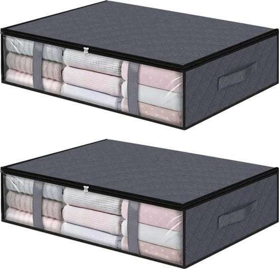 Set di 2 Cassetti di Stoccaggio per Letto - Disegno Compatto per Abbigliamento e Coperte - 60x45x15 cm