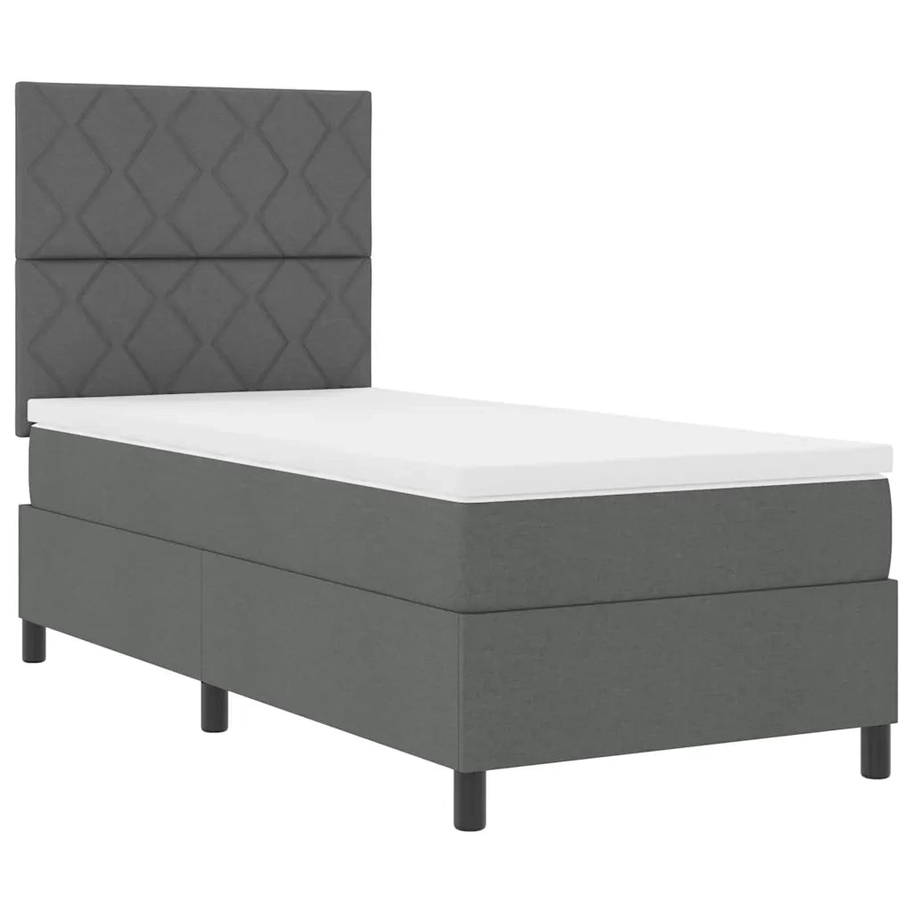 Letto a molle con materasso Grigio scuro 90 x 200 cm Tessuto 3342915