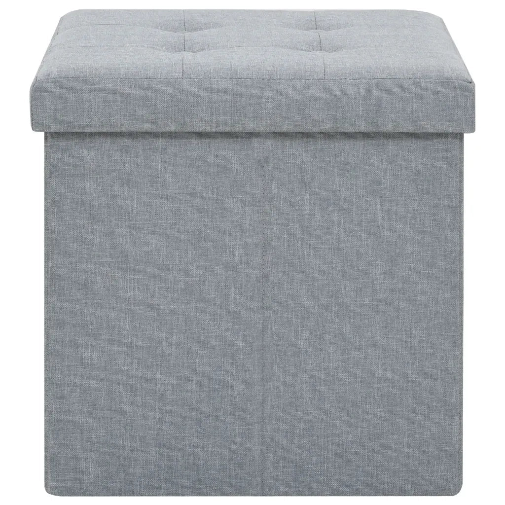 Pouf Pieghevoli con Contenitore 2pz Grigio Chiaro in Simil Lino 247080