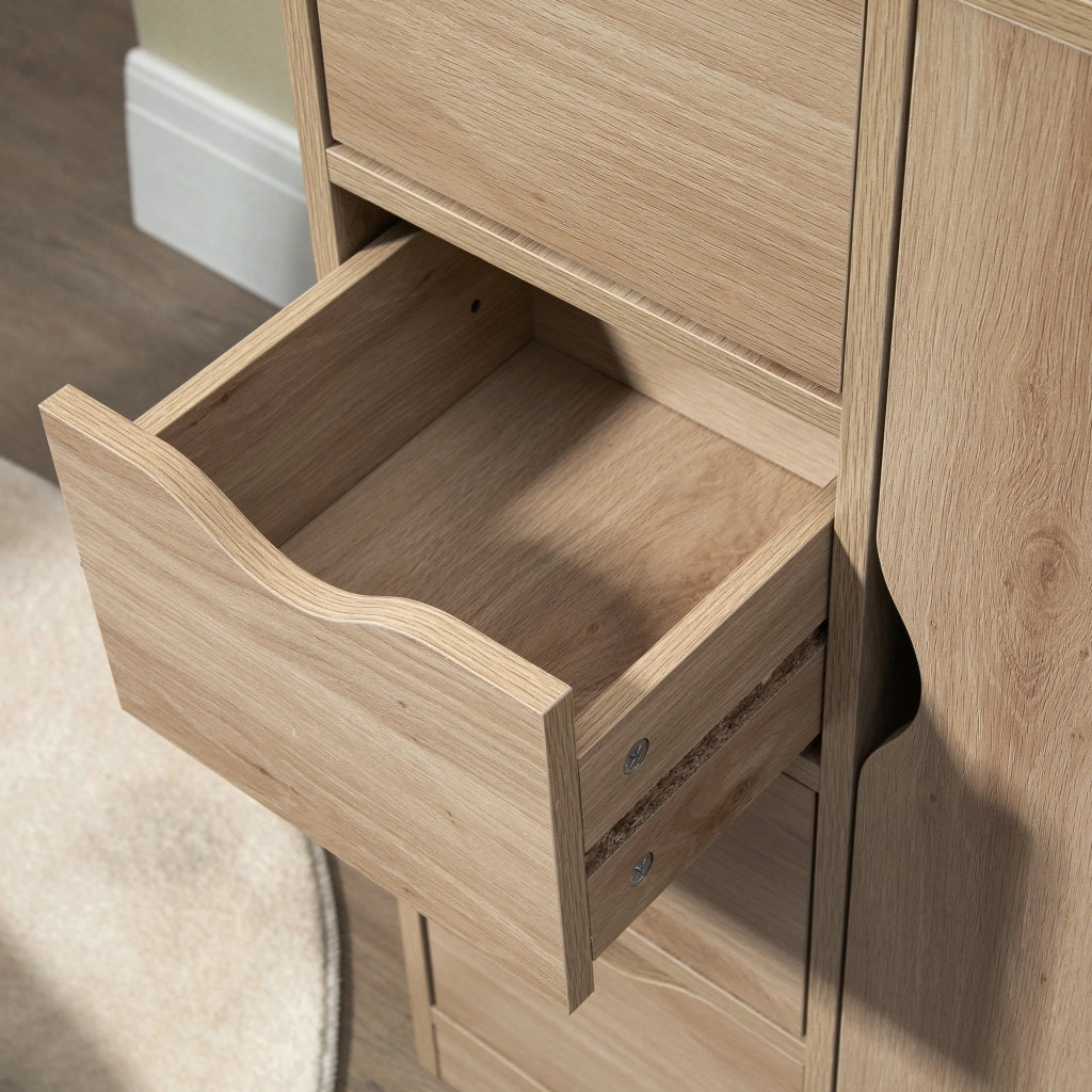 Mobile Bagno 4 Cassetti 1 Anta 54x29x83 cm in Truciolato Naturale