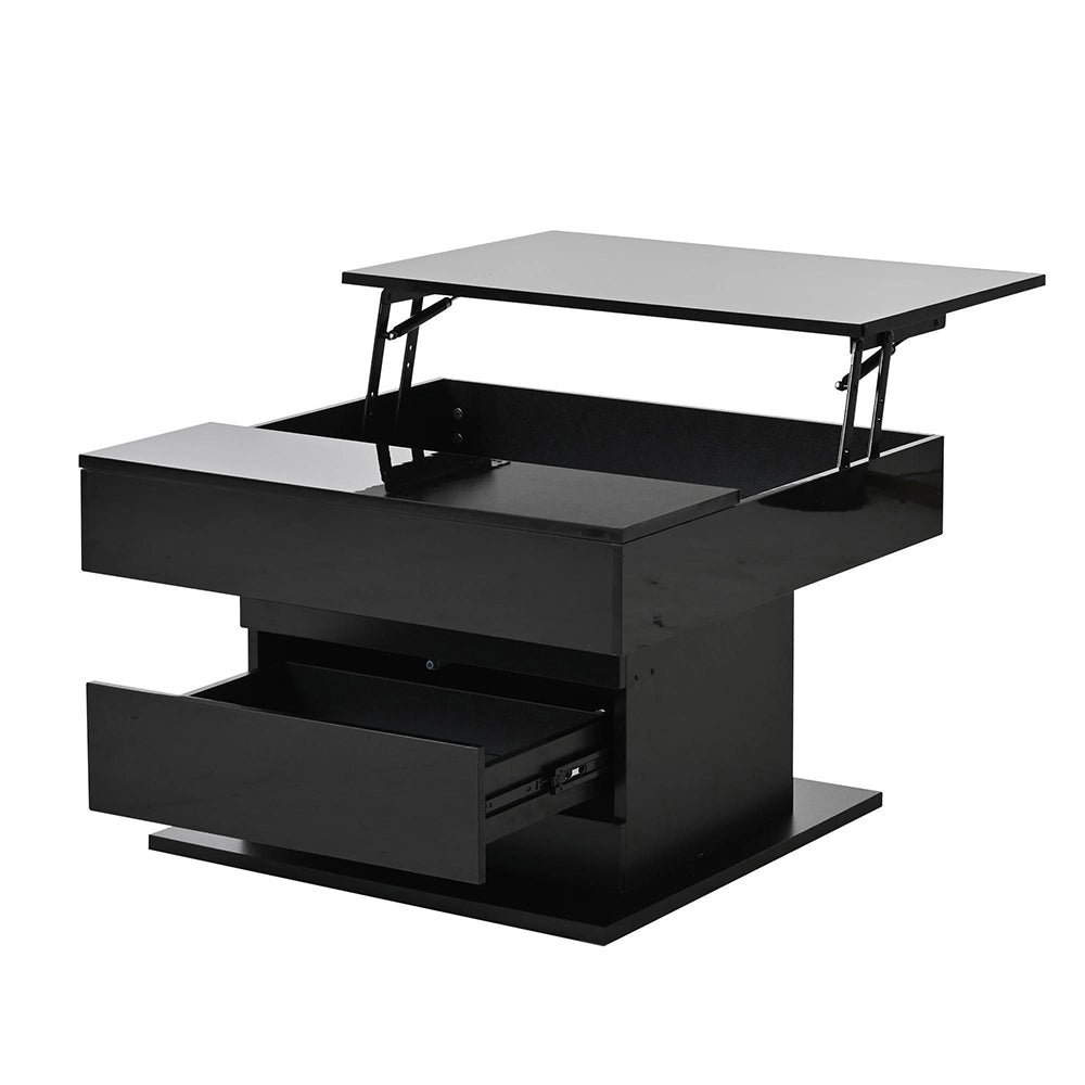 Tavolino geometrico - Xylo - 70x70cm piano girevole nero