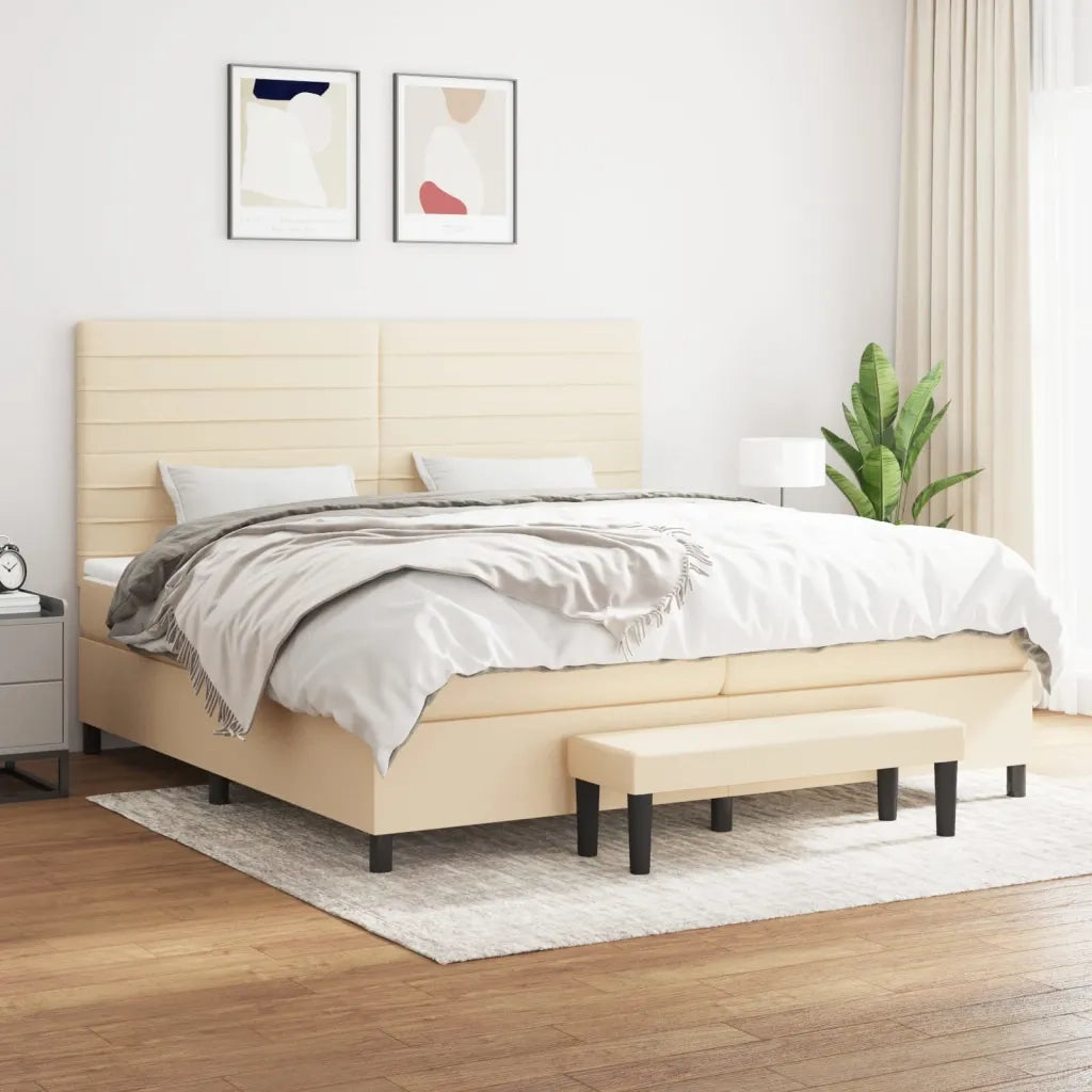 Giroletto a Molle con Materasso Crema 200x200 cm in Tessuto cod mxl 61236