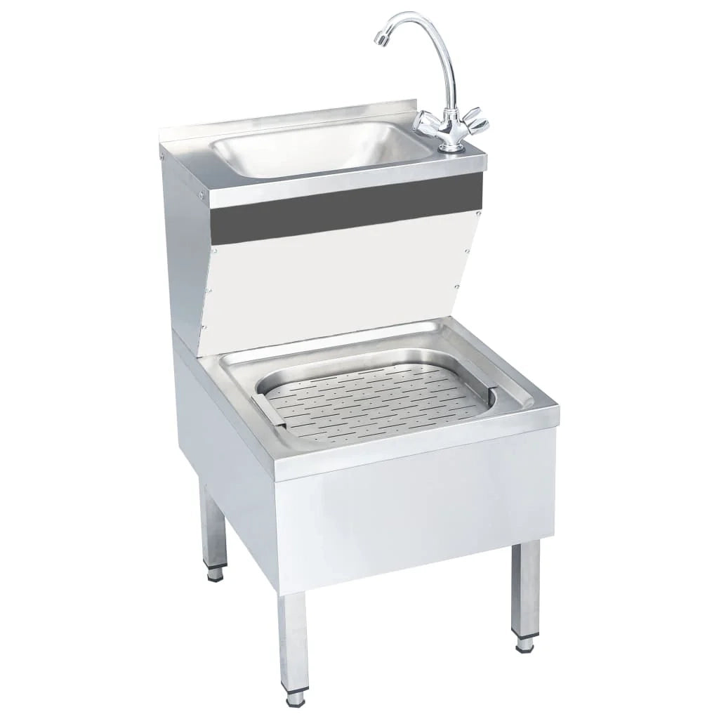 Lavabo professionale per lavaggio mani con rubinetto lavabo da appoggio per cucina mensa ristorazione 109 cm acciaio inox 02_0002448