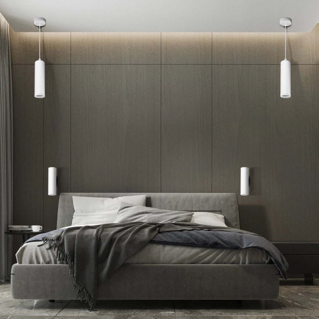 Lampada a sospensione tubo Polux Paris bianca GU10 Ø8cm