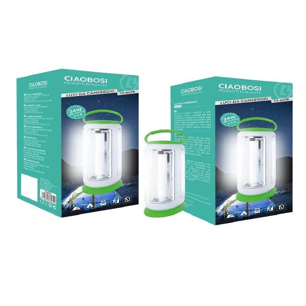 Trade Shop - Lampada Luce Emergenza Batteria Ricaricabile Led 24w Tx-8079 Lanterna Campeggio -