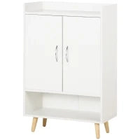 Mobile Scarpiera Salvaspazio in Legno Bianco con Ripiano Aperto, Armadio Scarpiera di Design per Ingresso, 60x30x92cm
