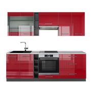 Cucina componibile Fame-Line Bordeaux lucido/Antracite 235 cm, PL Marmo Vicco