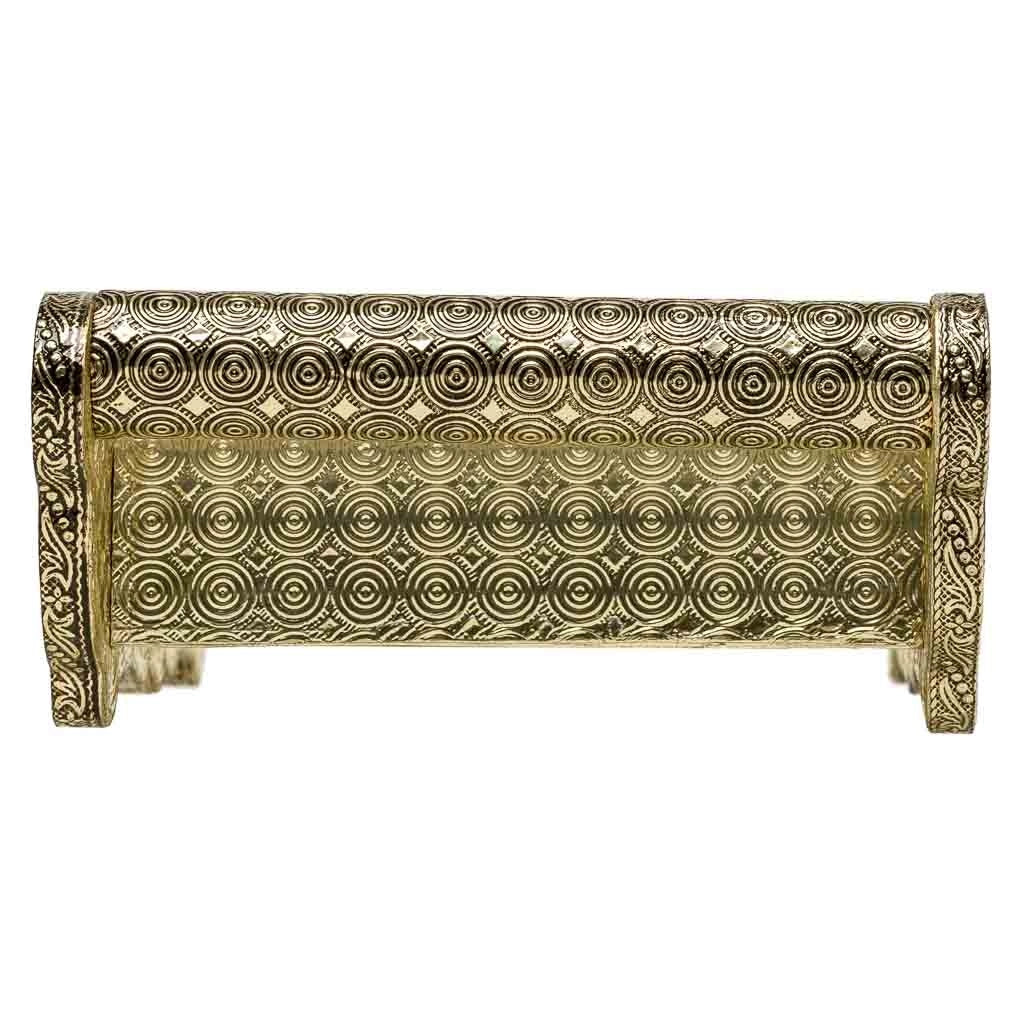 Vassoio in metallo goffrato dorato 25x13x6h