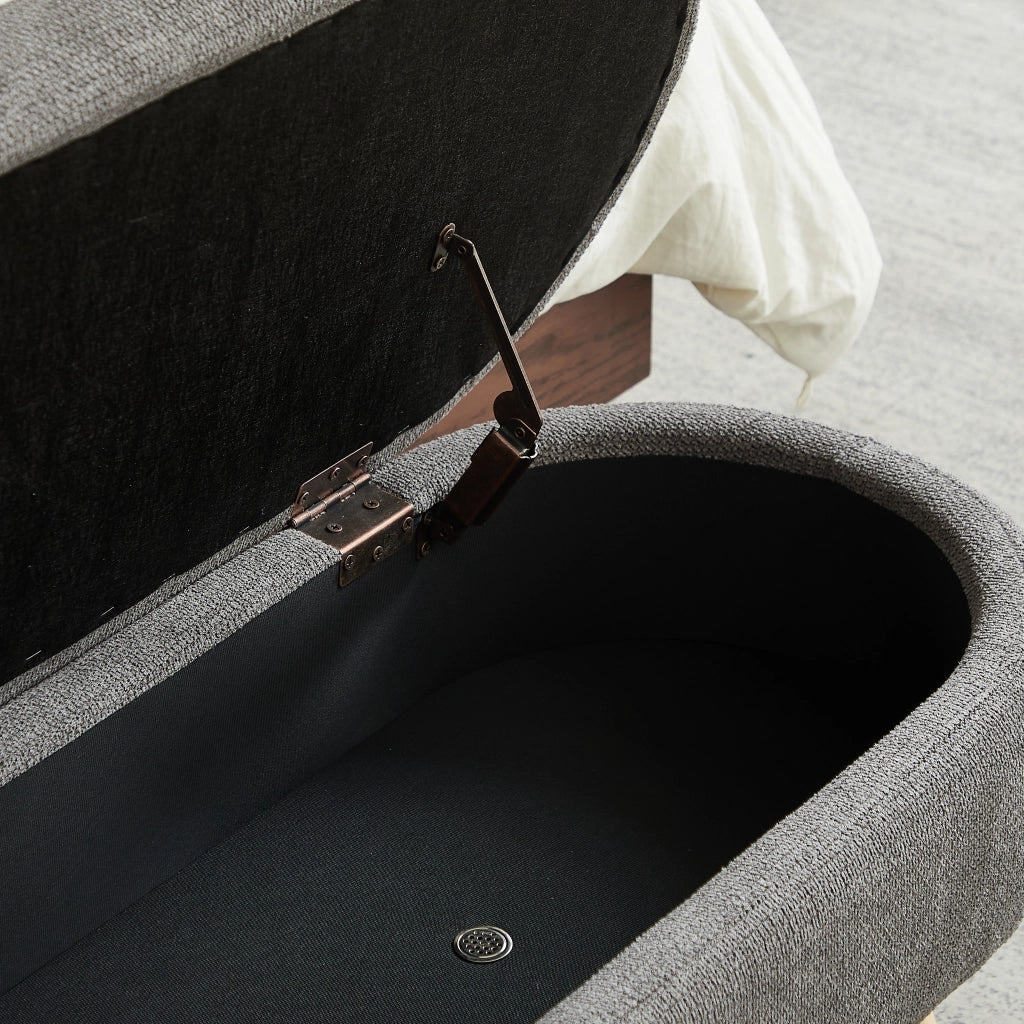 Panca contenitore Panca con vano portaoggetti con fori di ventilazione, in Chenille, Grigio 110 cm