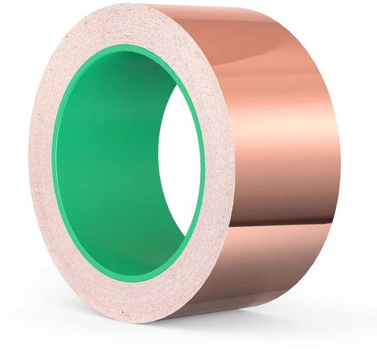 Nastro di Copertura in Rame - 20m x 50mm - Nastro di Copertura Conduttivo - Copertura per la Protezione delle Piante - Protezione contro le Lumache - Valvola per Lumache - Lumache in Polvere - Adesivo Autoadesivo - Protezione contro gli Insetti