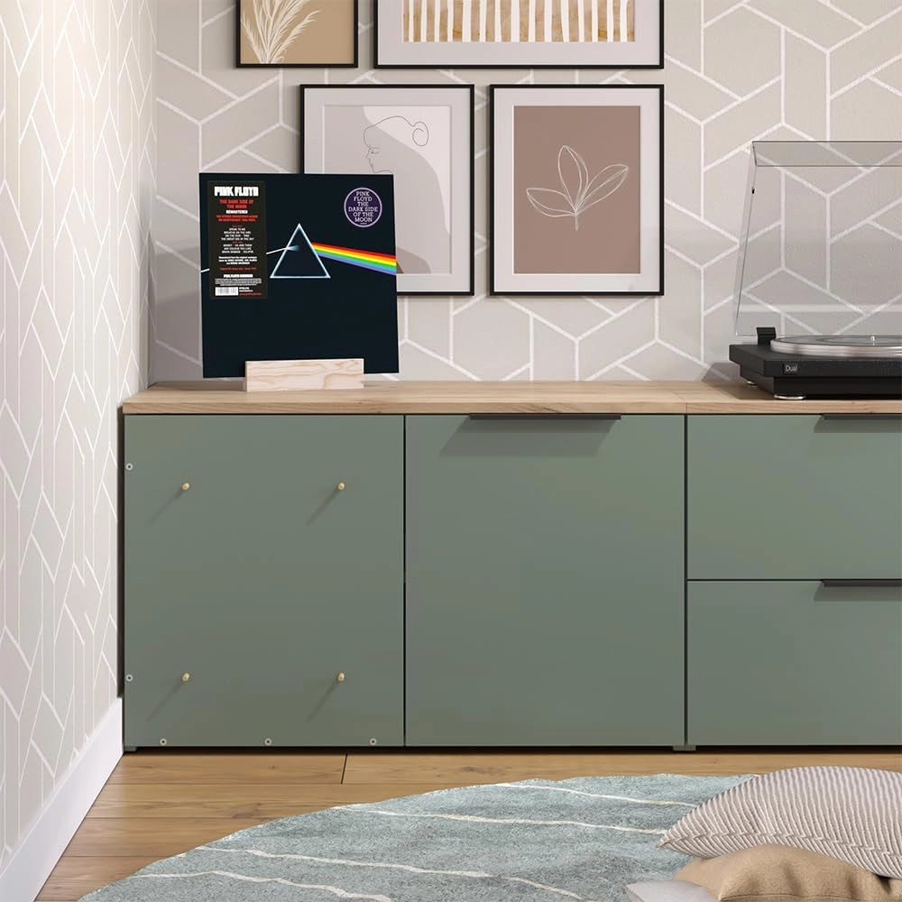 Credenza Wido, Verde, 80 x 50 cm con porta, per la conservazione e l'utilizzo salvaspazio negli angoli