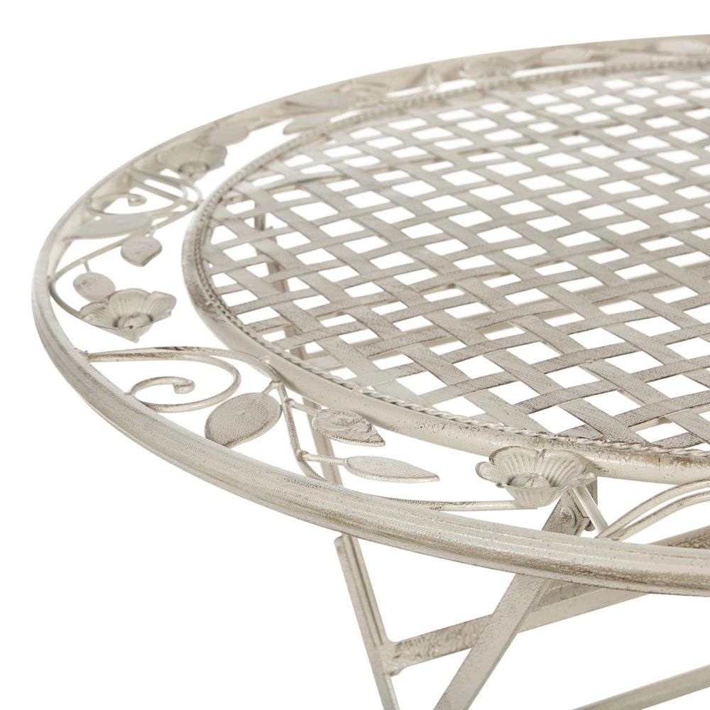 Tavolino da Giardino Bistro Pieghevole ø 90 cm in Metallo Bianco Sporco