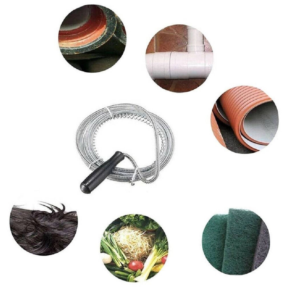 Trade Shop - Sturalavandino Flessibile Molla Sonda Manuale Stura Tubi Spirale Scarichi 3mt -