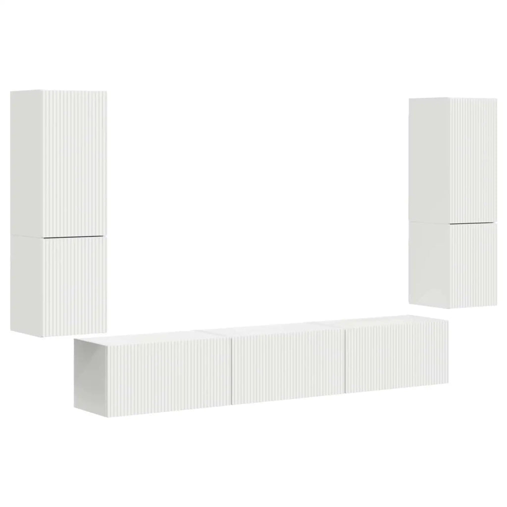 Set mobile TV Montaggio a parete 4 pz-Credenza per TV Bianco Legno multistrato 906444