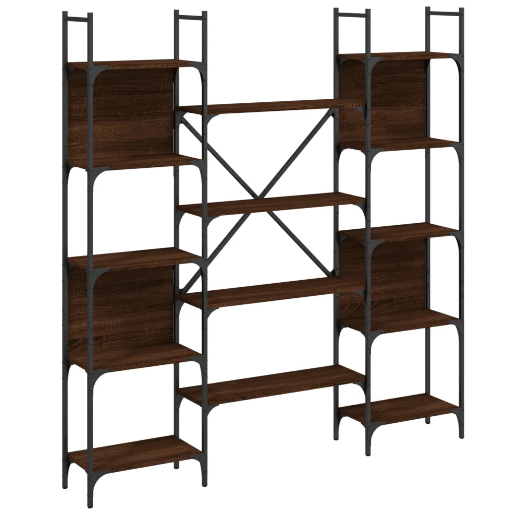 Libreria-Scaffale per Libri-Mobile di Stoccaggio Rovere Marrone 155,5x24x166,5 cm in Legno Multistrato