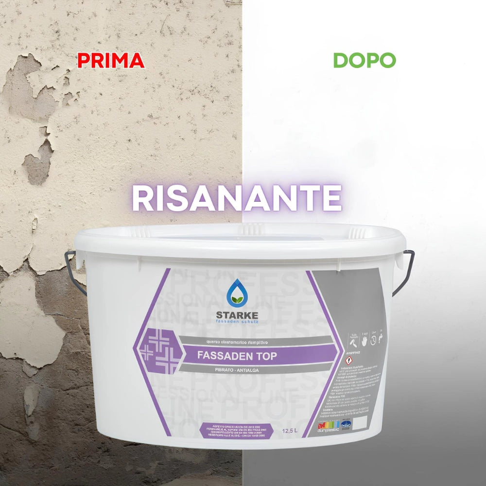 Pittura fassaden top quarzo elastomerico fibrato anticavillature idrorepellente *** formato 12.5 lt, confezione 1