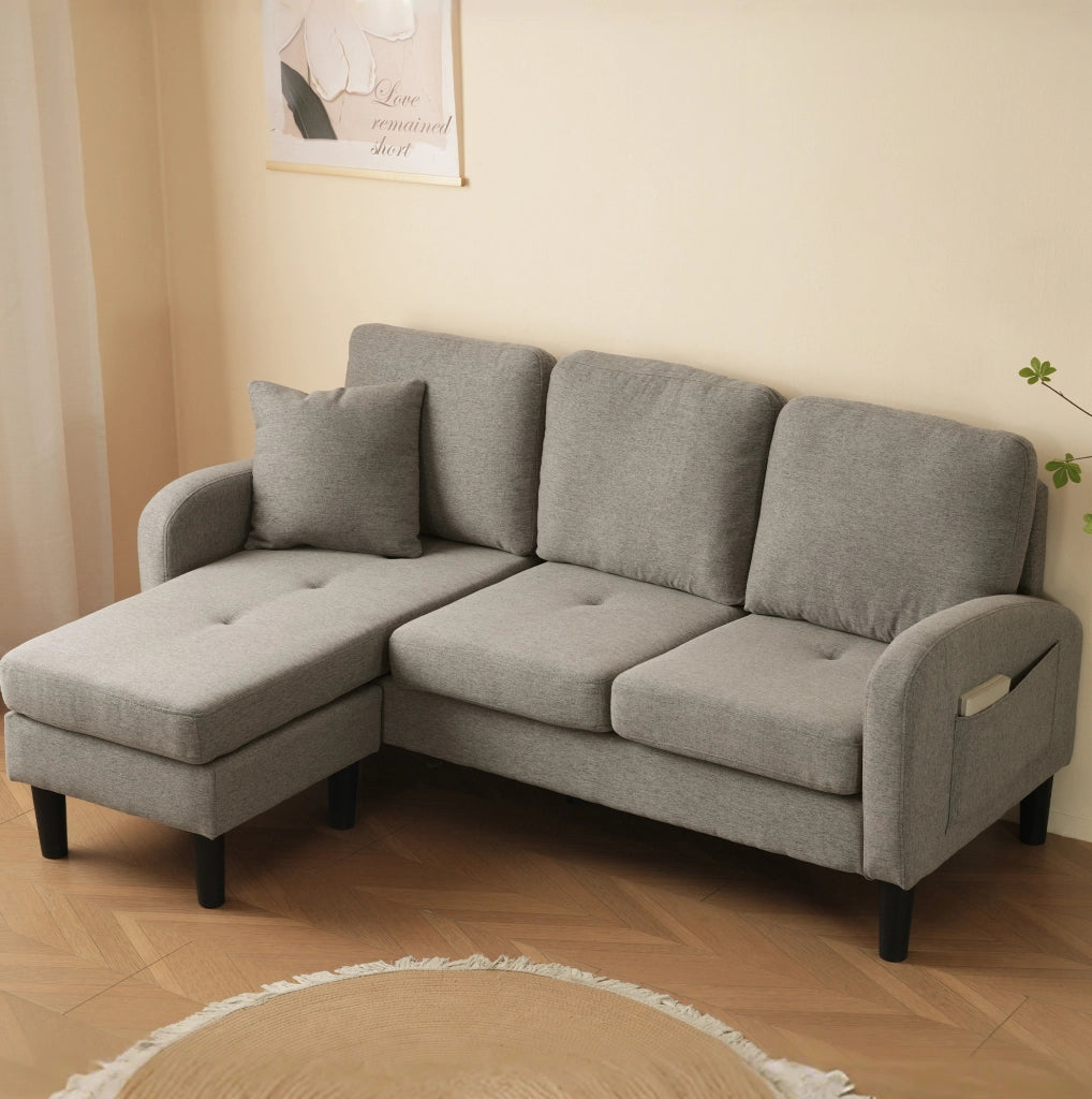 Divano angolare modulare con chaise longue 166 x 118 x 77 cm; grigio scuro