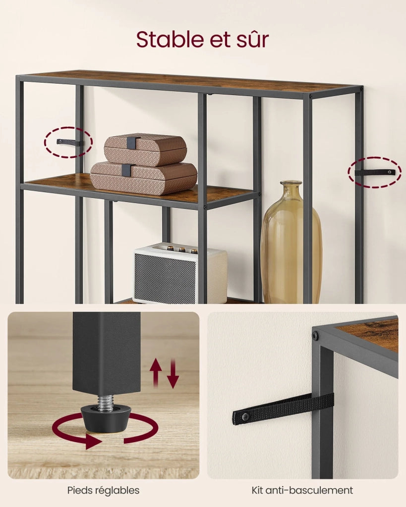Libreria a 4 ripiani con piedini 30 x 100 x 103 cm mobile contenitore per soggiorno ufficio camera da letto cucina marrone 12_0004237