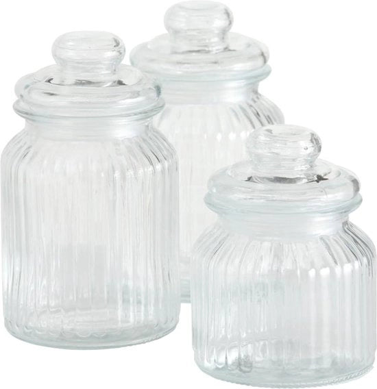 Set di contenitori di stoccaggio per cucina da 3 pezzi - Altezza 15 a 23 cm