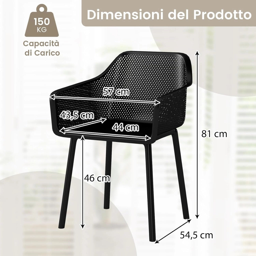 Set di 2 Sedie da Pranzo Moderne, Sedie in Plastica con Schienale Traspirante in Rete e Gambe Resistenti, Portata 150 kg, Poltroncine Laterali d'Accento per Sala da Pranzo, Studio e Soggiorno