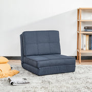 Fauteuil convertible 3 in 1 con schienale reclinabile a 5 posizioni, struttura compatta in poliestere blu