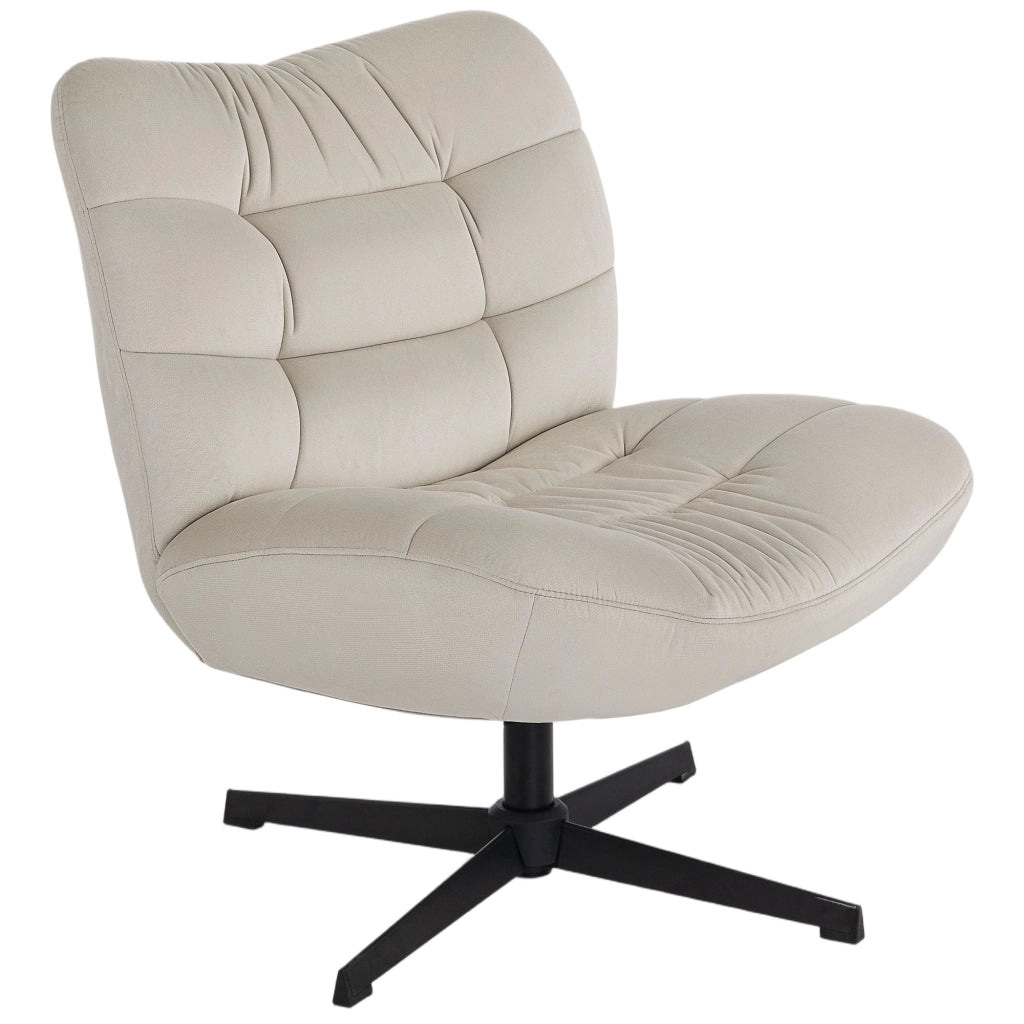 Poltrona girevole senza braccioli in tessuto boucl¨¦ ¨C zephmum ¨C crema 70x80x82cm