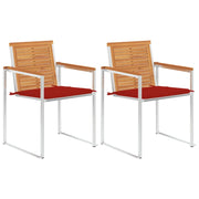 Sedie da Giardino 2 pz con Cuscini in Legno Acacia e Acciaio cod mxl 75814