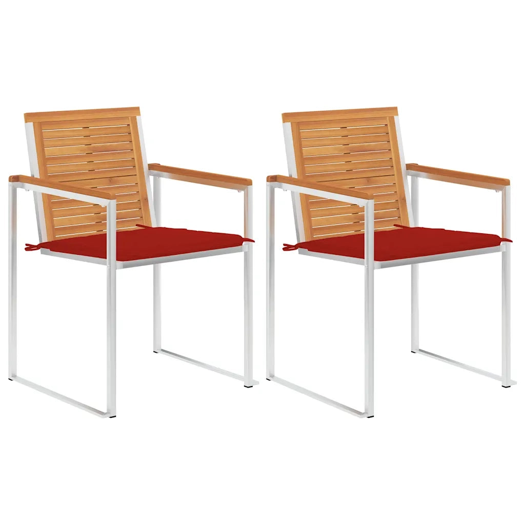 Sedie da Giardino 2 pz con Cuscini in Legno Acacia e Acciaio cod mxl 75814