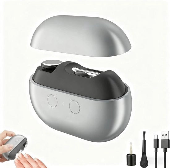 Nagelknipper 3 in 1 elettrico, con capo di sicurezza e luce LED, per seniorentre e persone con unghie spesse, con funzione di carica e trimmer e vijlatura automatica.