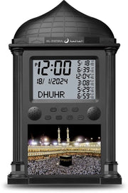 Orologio LED per preghiera musulmana, sveglia digitale con chiamata alla preghiera, calendario islamico per sala di lettura, ufficio, moschea, decorazione domestica (nero)