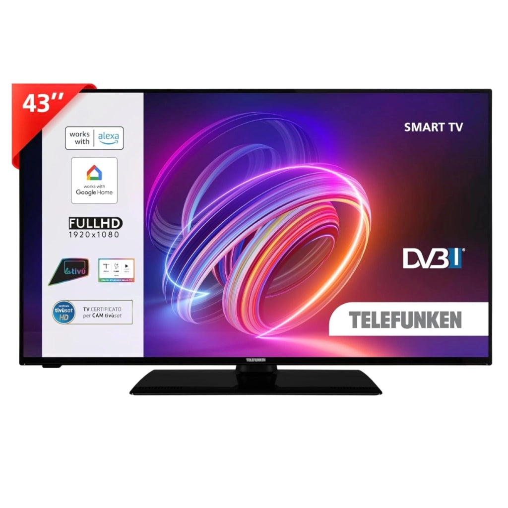 Telefunken Te43551b42 Smart 43" Full Hd-dvb-t2 + Omega Staffa Tv Outv600f