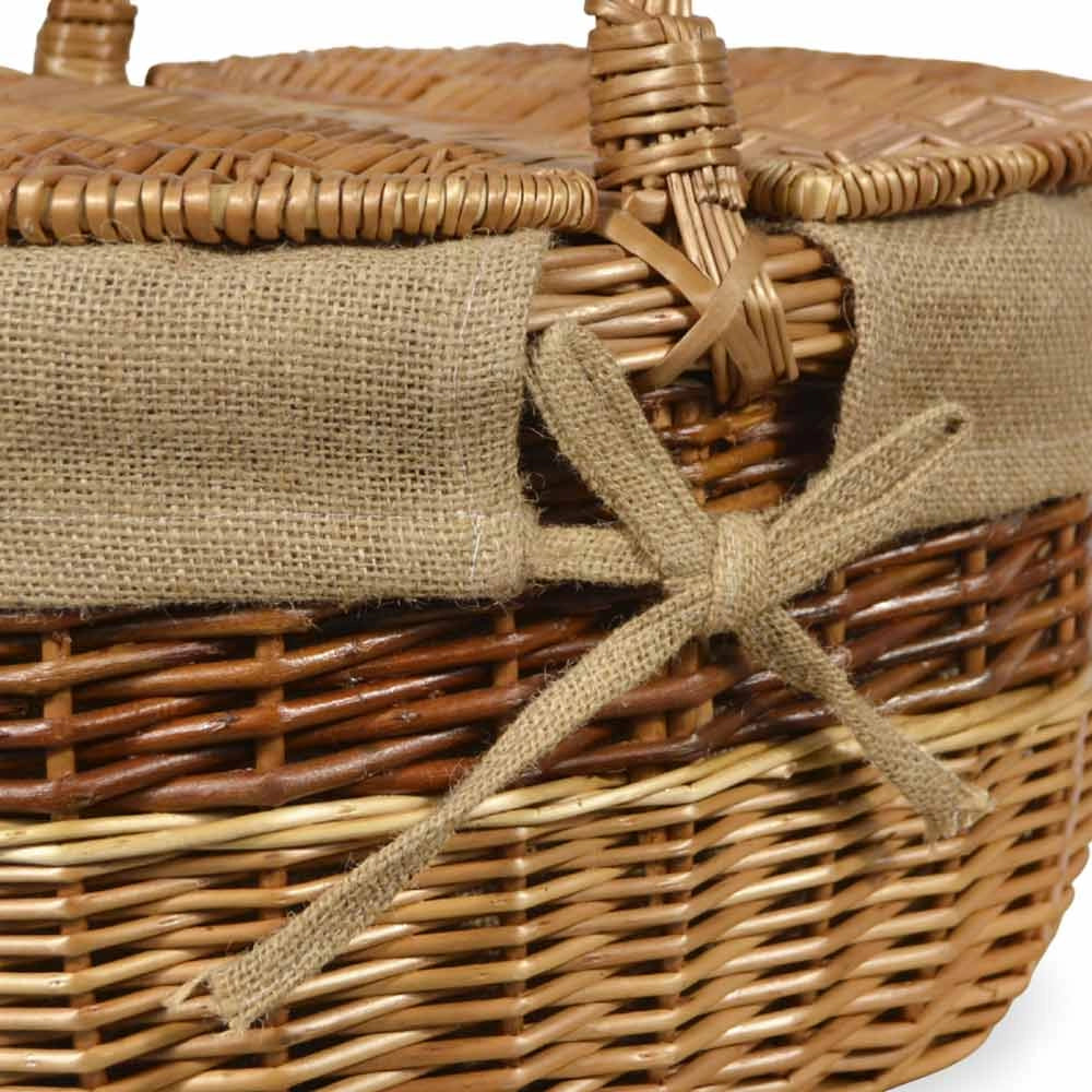 Cesto Ovale Clara picnic in Vimini e Juta con doppio coperchio cm 43 x 33 x h 43