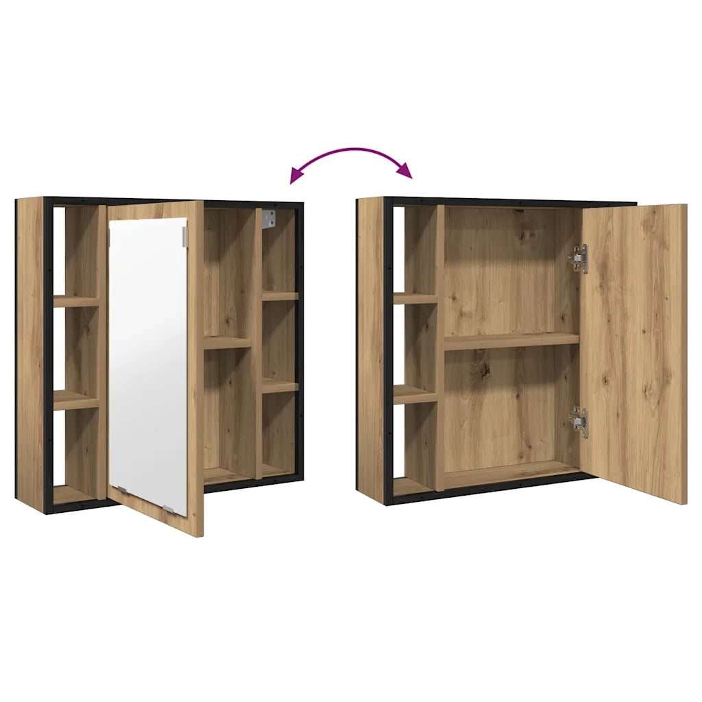 vidaXL Mobile Bagno Specchio Rovere Artigianale 60x16x60 cm Truciolato