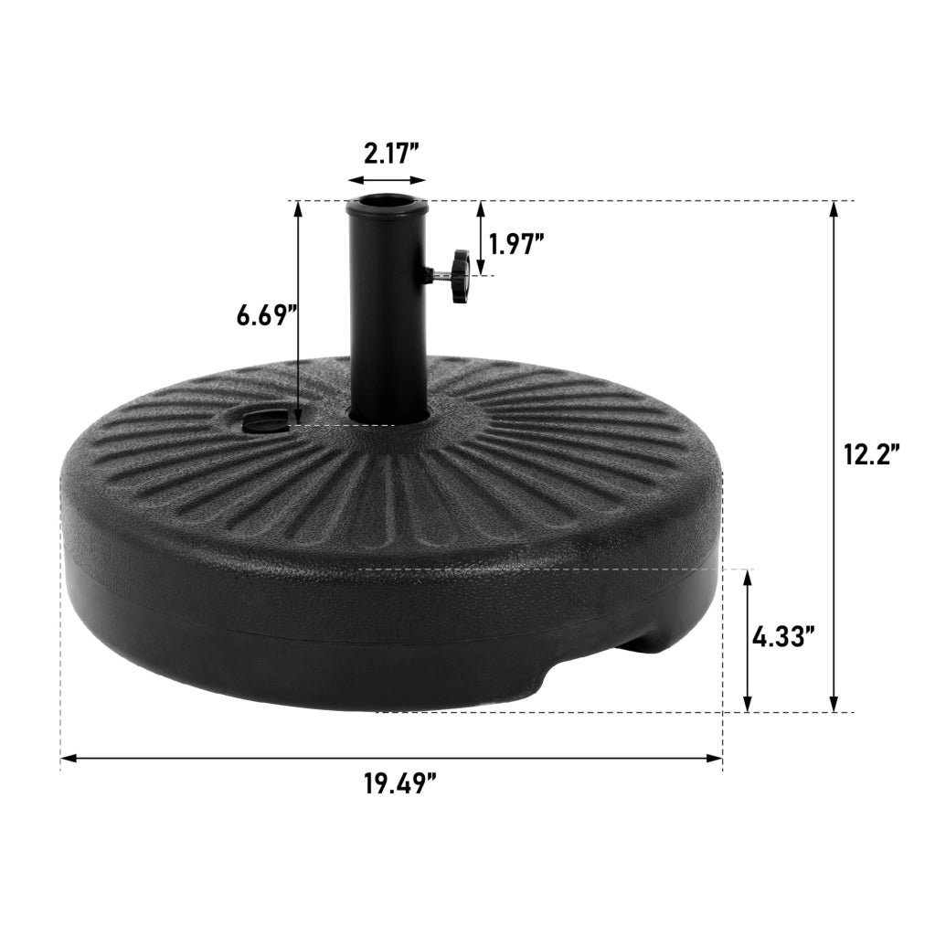 Base per ombrellone rotonda nera in plastica; 56 x 51 x 15 cm