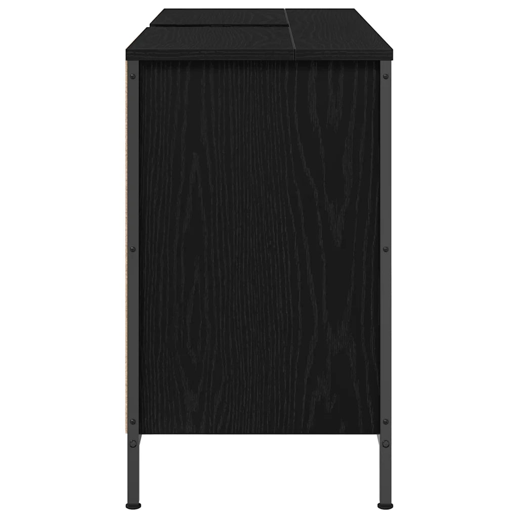 Mobile Lavabo con Cassetti-Armadietto da bagno Rovere Nero 90x34,5x60 cm