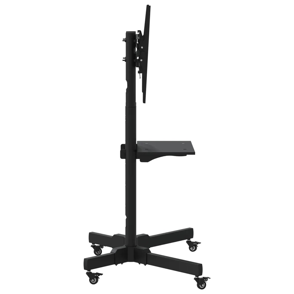 Supporto TV con rotelle per schermi da 32 a 70 pollici altezza regolabile 78 x 56 x 159 cm funzione di inclinazione stile moderno acciaio nero 02_0047639