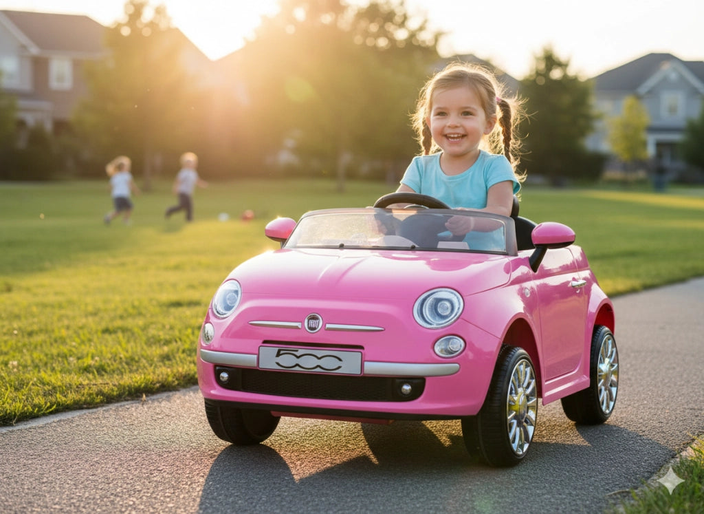 Macchina Elettrica per Bambini 12V con Licenza Fiat 500 Rosa