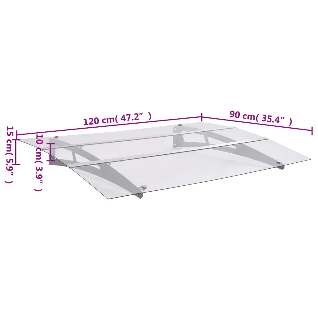 Tettoia per Porta Argento e Trasparente 120x90 cm Policarbonato CFW1069631