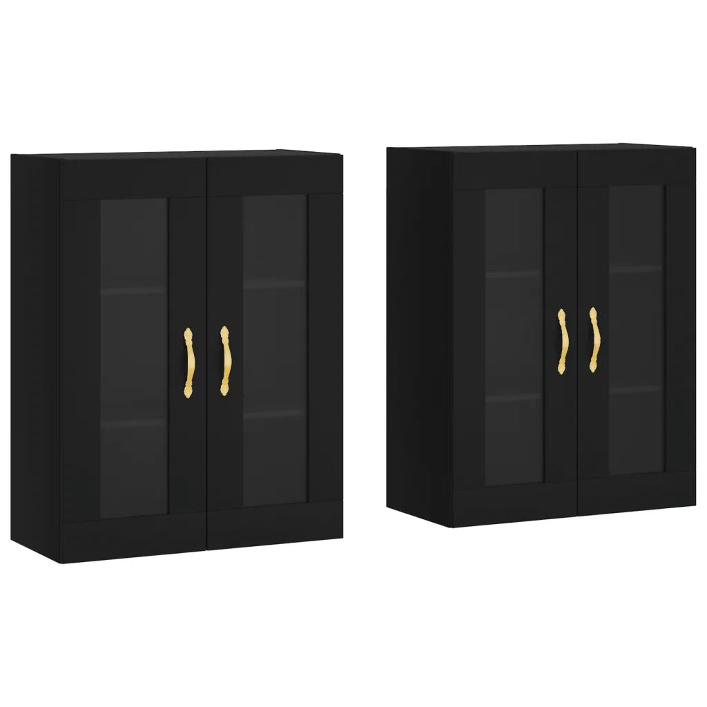 Armadietti a Parete 2 pz Neri in Legno Multistrato 3197922