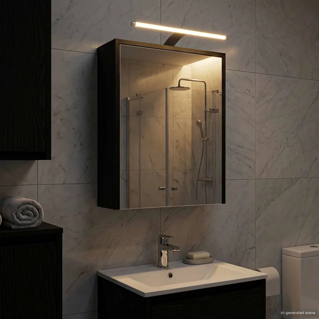 Mobiletto per specchio da bagno Rovere Nero 43 x 16 x 62.5 cm 889144