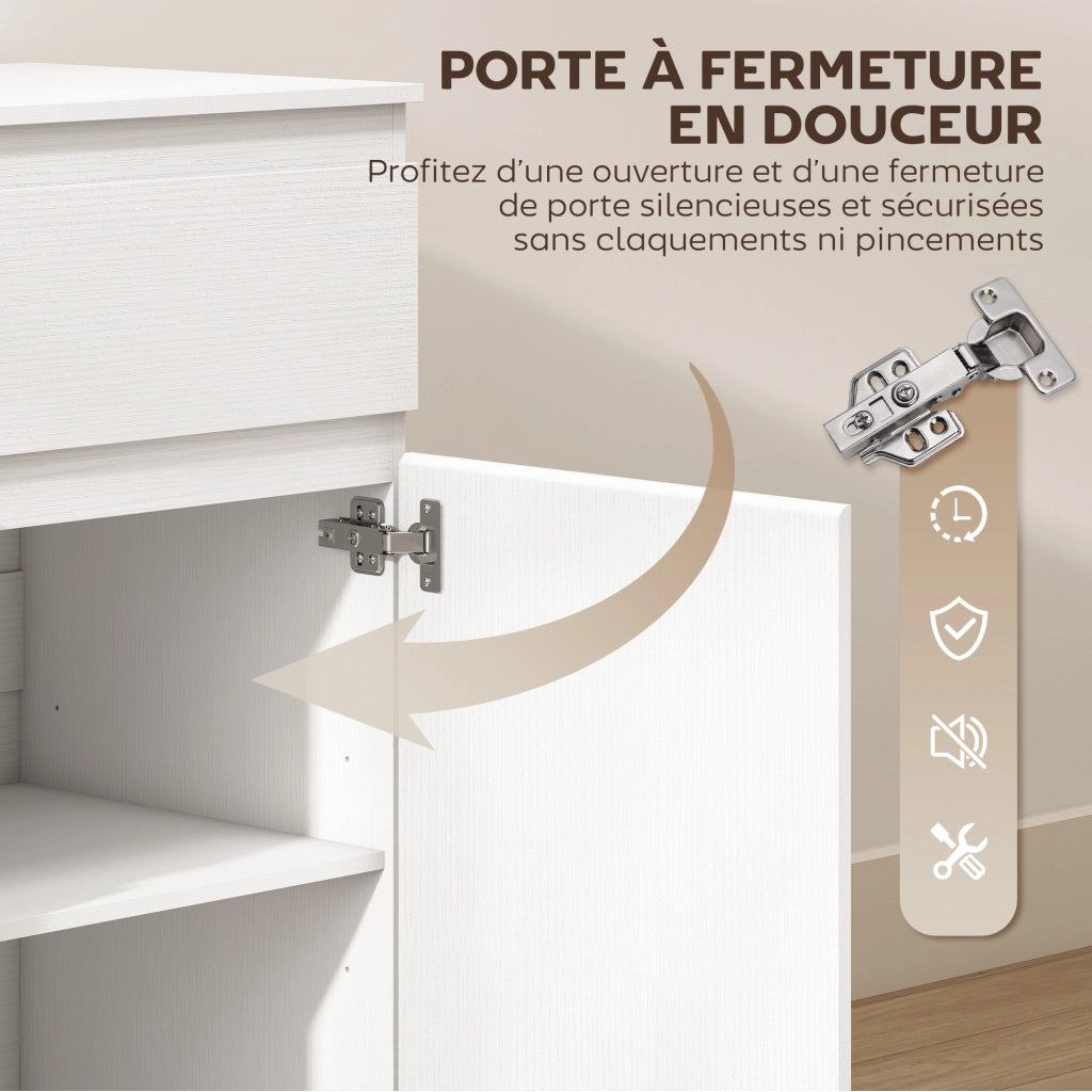 Cassettiera 5 Cassetti con Ante ¨C Zephmum ¨C Bianco 100x40x80