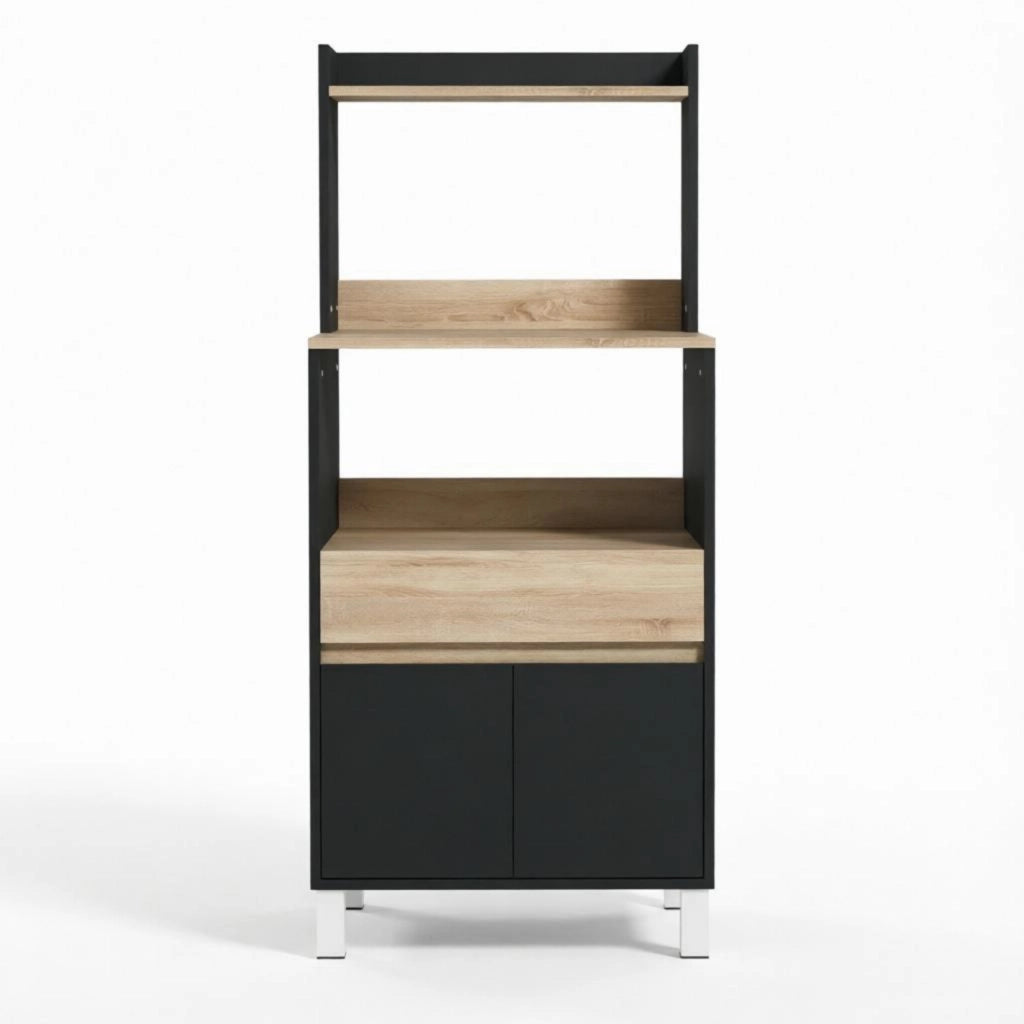 Mobile per microonde, credenza da cucina, mobile per microonde con armadietto, cassetti e ripiano superiore, pratico mobile contenitore da cucina per